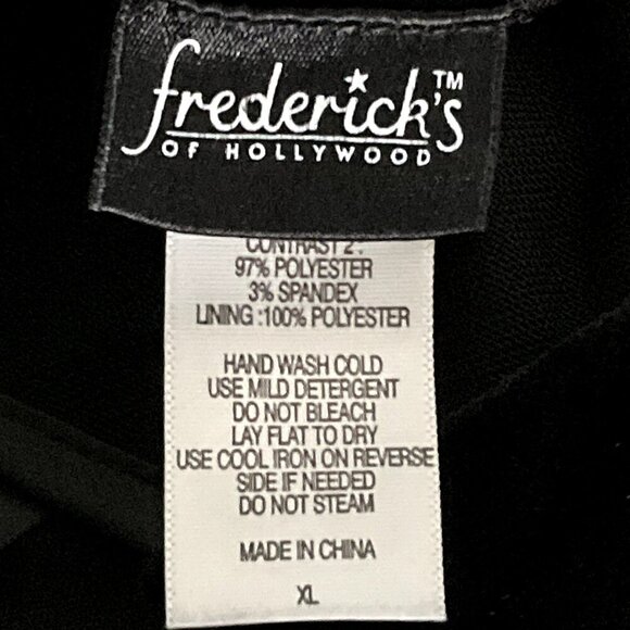 Frederick's of Hollywood Dress Women XL Black Velvet Sheer Mesh Deep V-Neck Zip - Picture 8 of 13